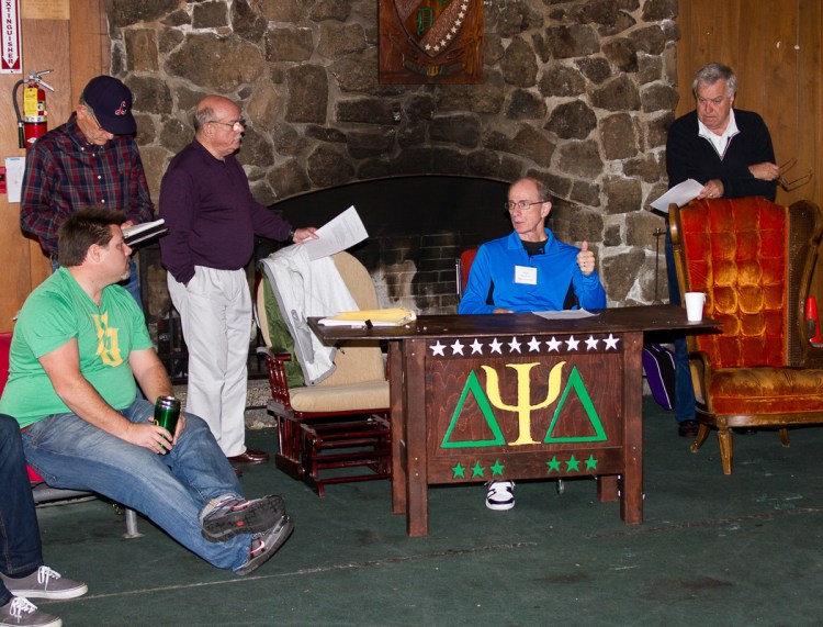 Mike Reed holds serve at the annual Homecoming Meeting